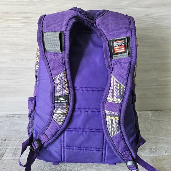 High Sierra Loop Daypack Water Resistant Backpack Purple Large Travel School Gym - Picture 9 of 16